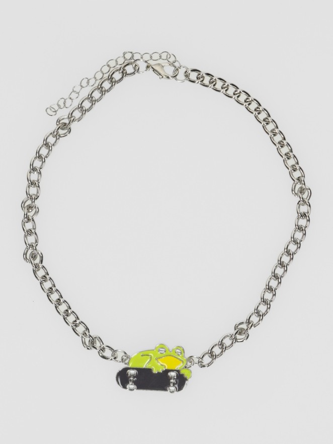 Stone and Locket Frog Skater Náhrdelník