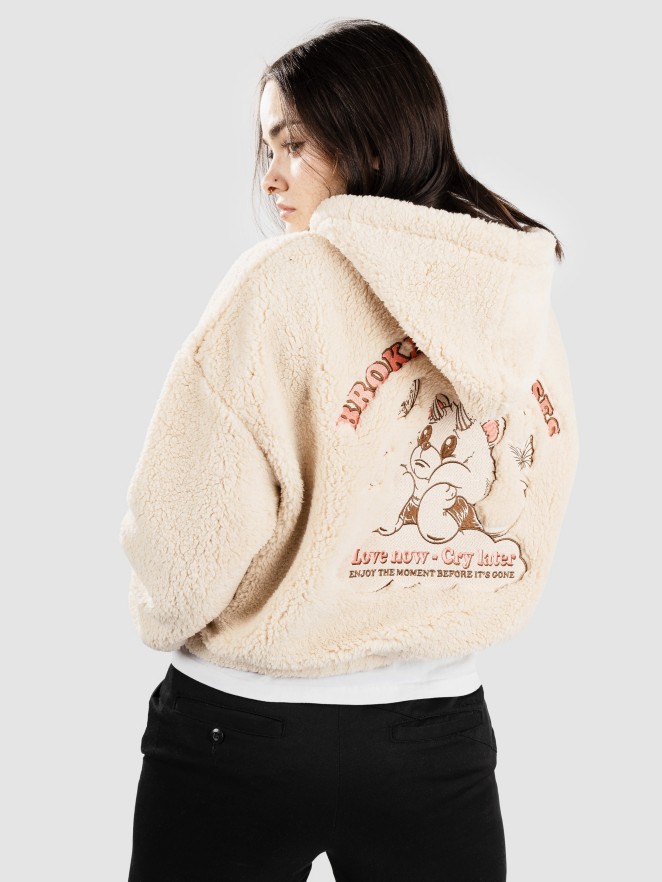 Broken Promises Cry Later Sherpa Crop Sweat à Capuche