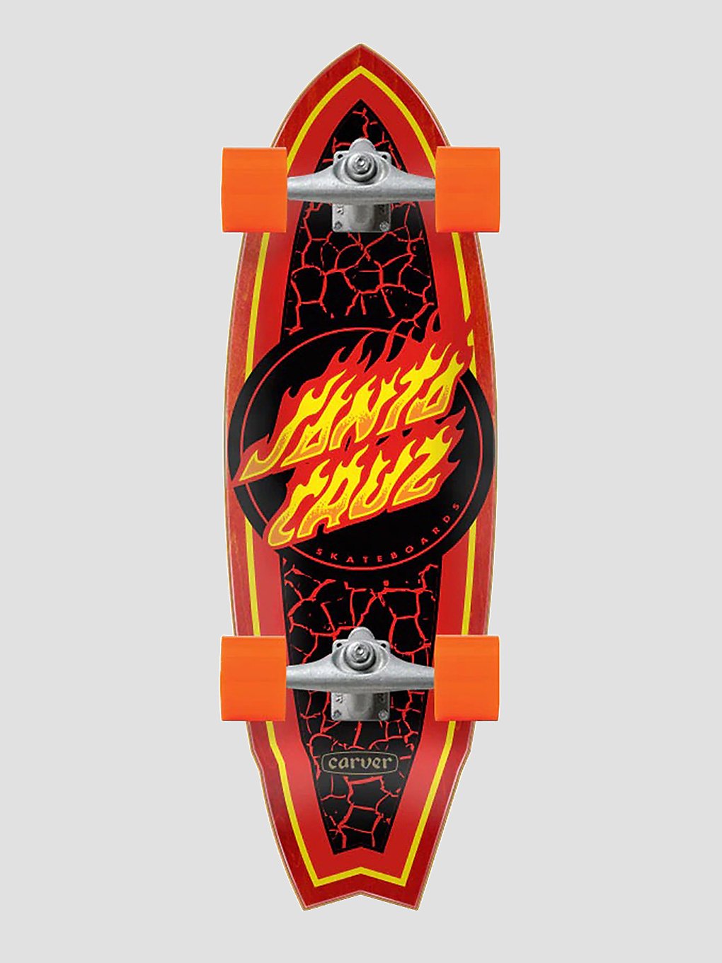 Santa Cruz Flame Dot Shark Surf Skate Carver 9.8" Cruiser red kaufen