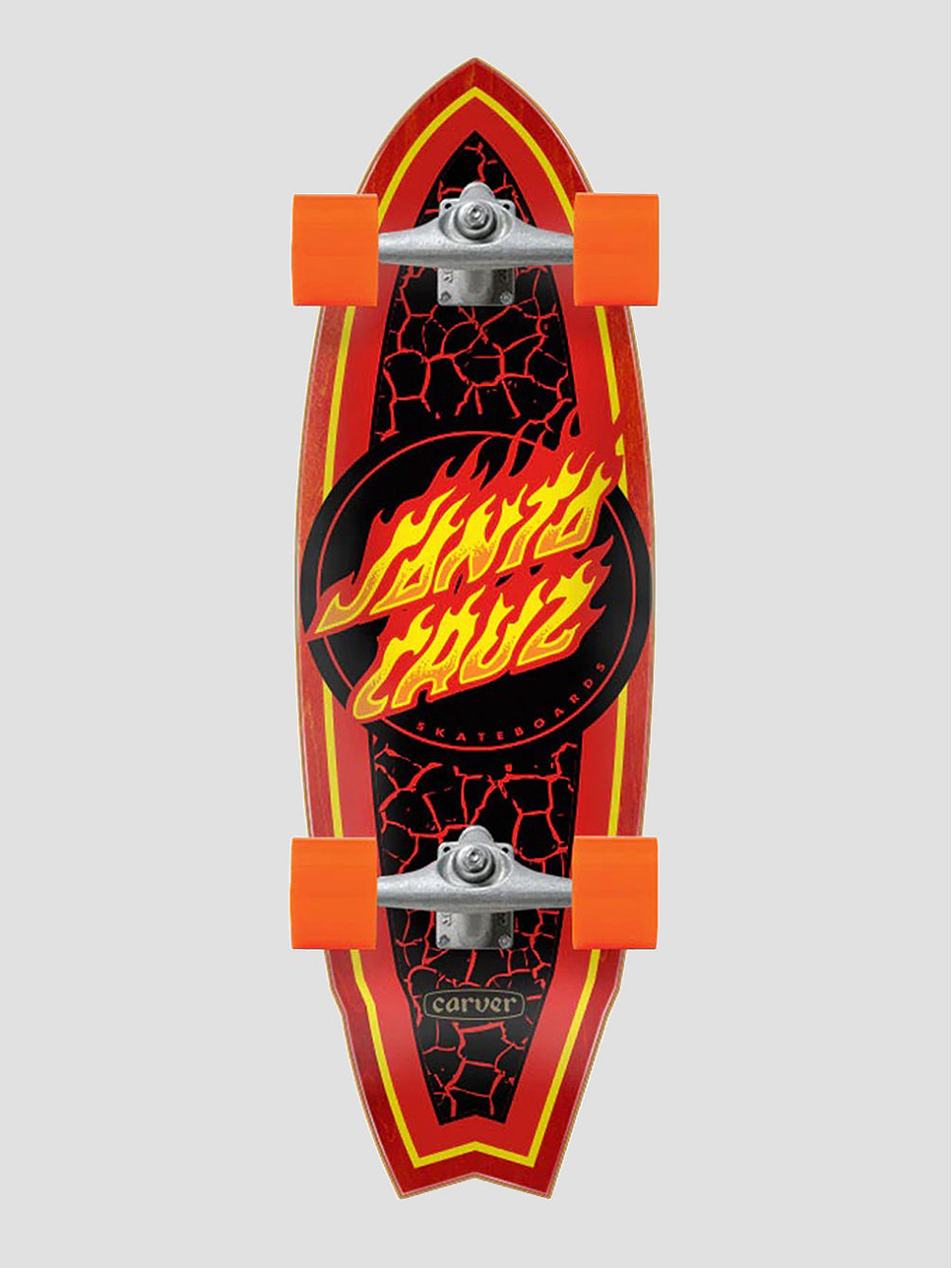 Flame Dot Shark Surf Skate Carver 9.8&amp;#034; Complete
