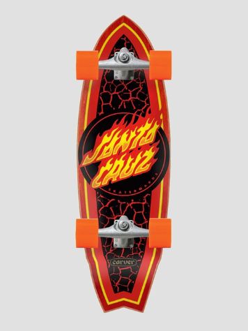 Santa Cruz Flame Dot Shark Surf Skate Carver 9.8&quot; Cruiser Completo