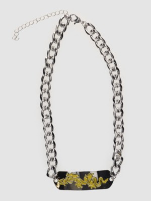 Stone and Locket Neon Dragon Necklace
