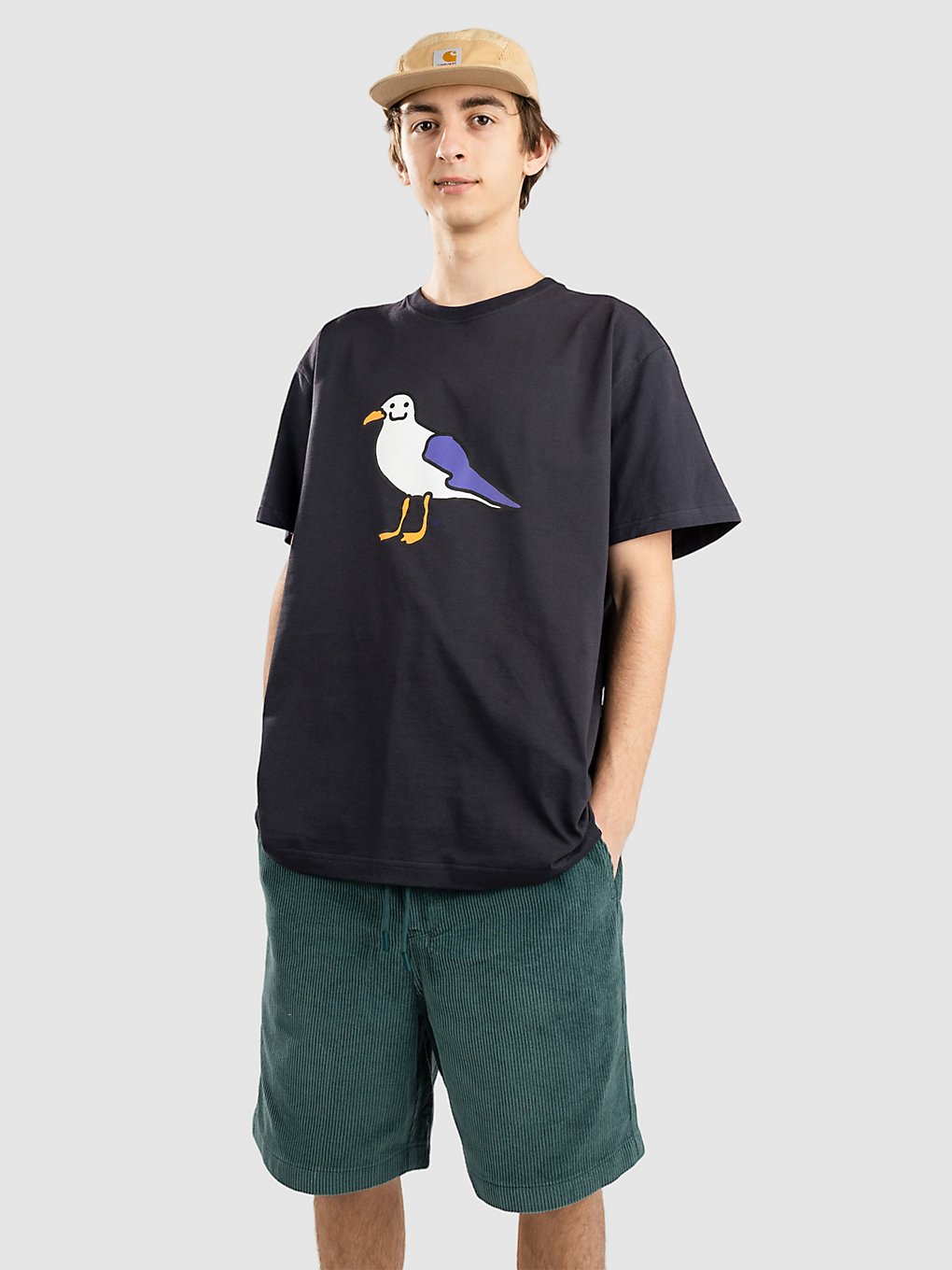 Cleptomanicx Smile Gull T-Shirt blue graphite kaufen