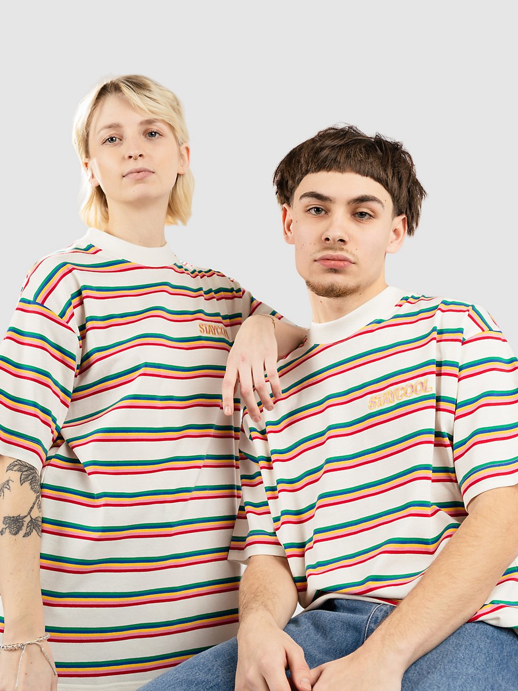 Staycoolnyc Rainbow Stripe T-Shirt white kaufen