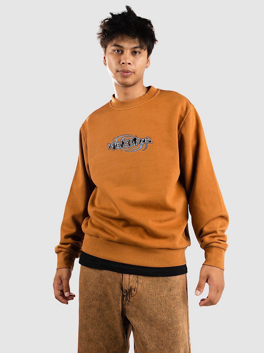 Welcome Vortex Pigment-Dyed Crew Sweater brown kaufen