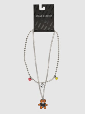 Stone and Locket Teddy Layered Halskjede