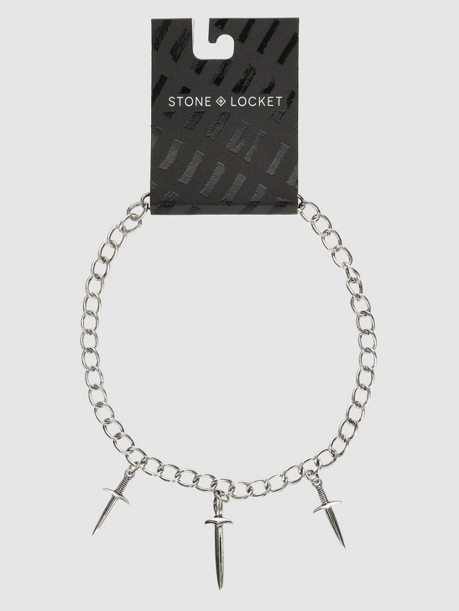 Stone and Locket Dagger Choker Kette