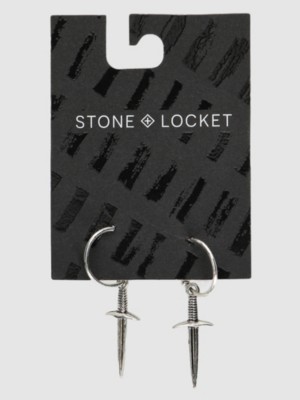 Stone and Locket Dagger Earrings