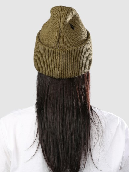 NE_UD - Berretto Invernale In Maglia New Era - Uomo, Colore Olive, Taglia Unica, Con Bandiera Ricamata, Lunghezza 30 Cm