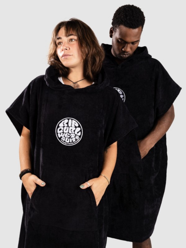 Rip Curl Logo Hooded Surf Poncho black