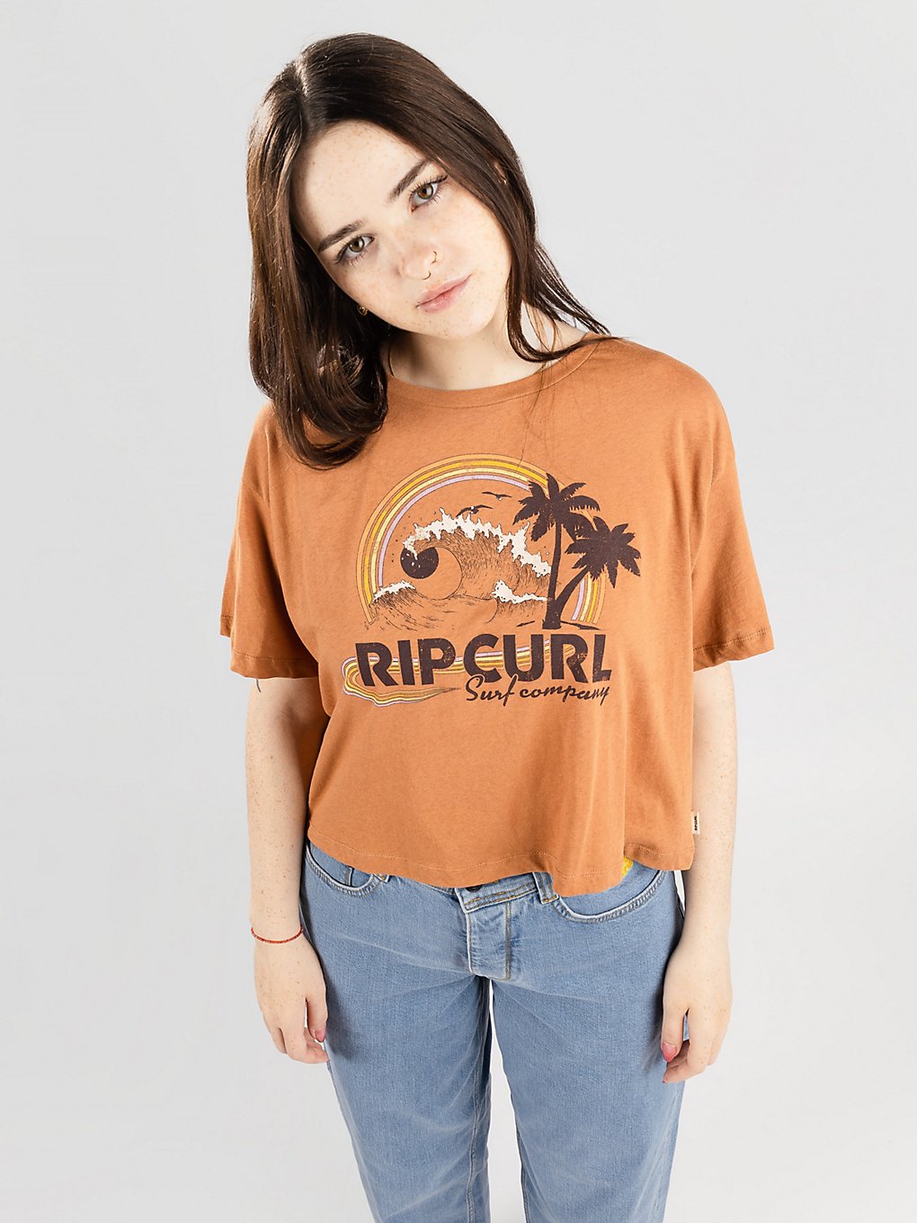 Rip Curl Rainbow Waves Crop T-Shirt light brown kaufen
