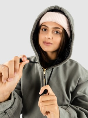 carhartt wip zip front puffer hoodie jacket in mini cord