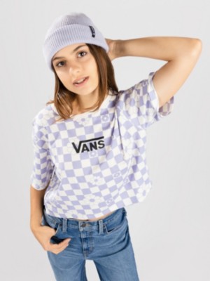 Vans Floral Checker Crop T-Shirt | Tomato Blue