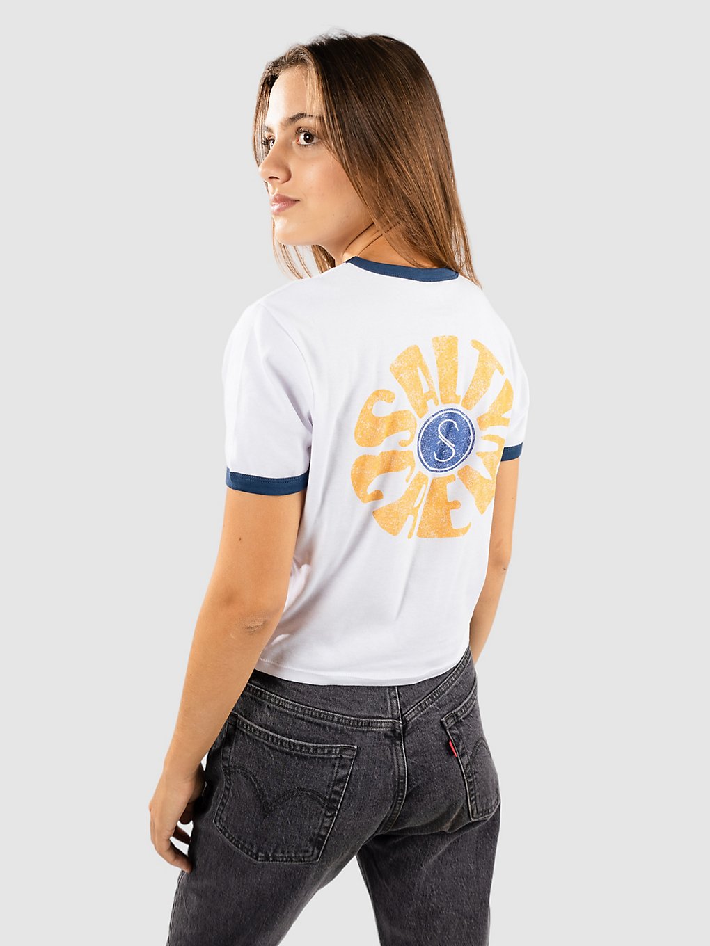 Salty Crew Day Sea Ringer T-Shirt blue kaufen