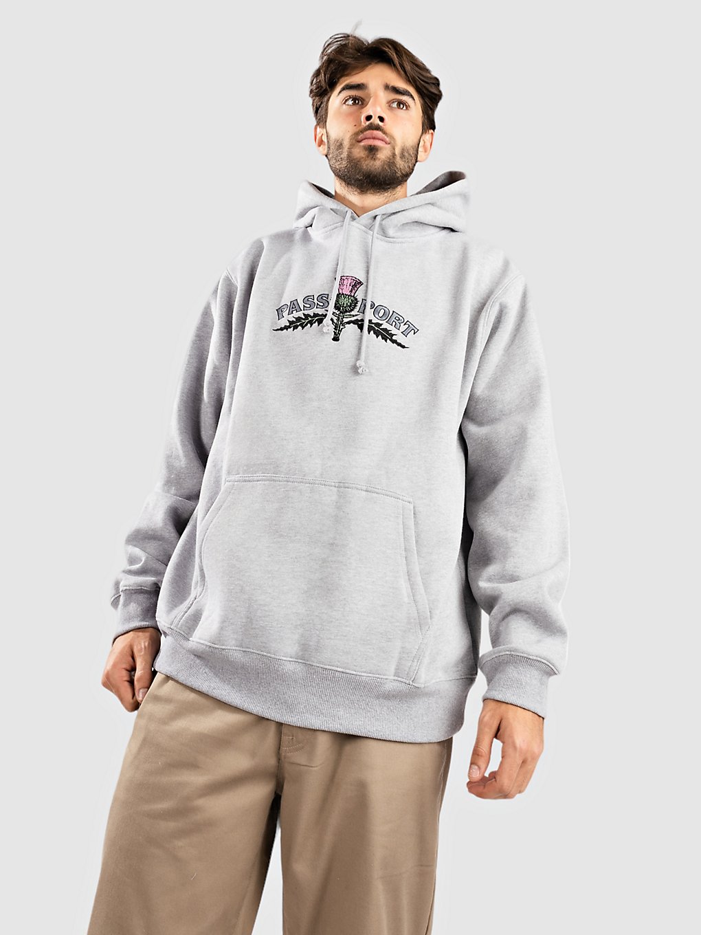 Pass Port Thistle Embroidery Hoodie grey heather kaufen
