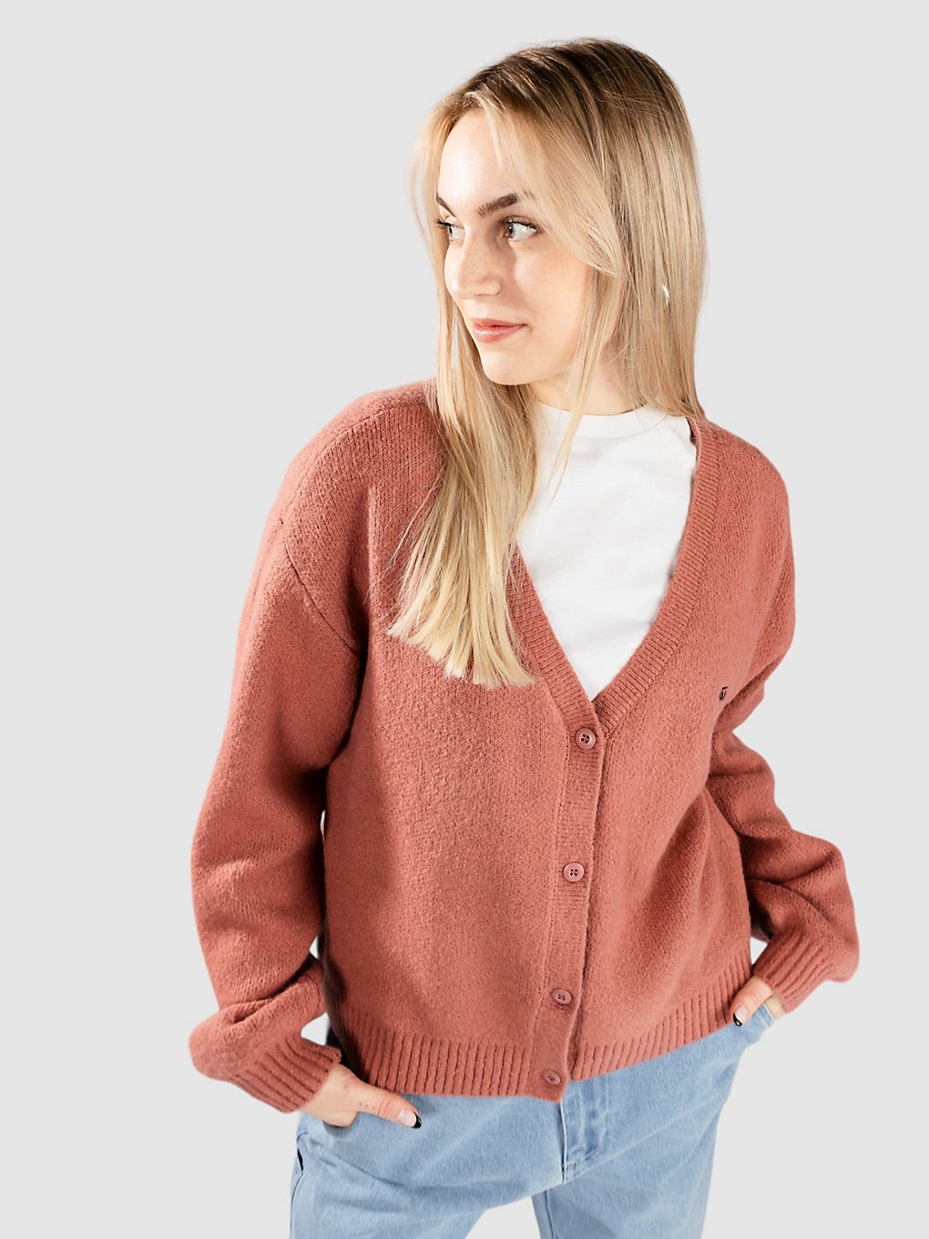 Vans Hadley Relaxed Strickjacke Pullover whithered rose kaufen