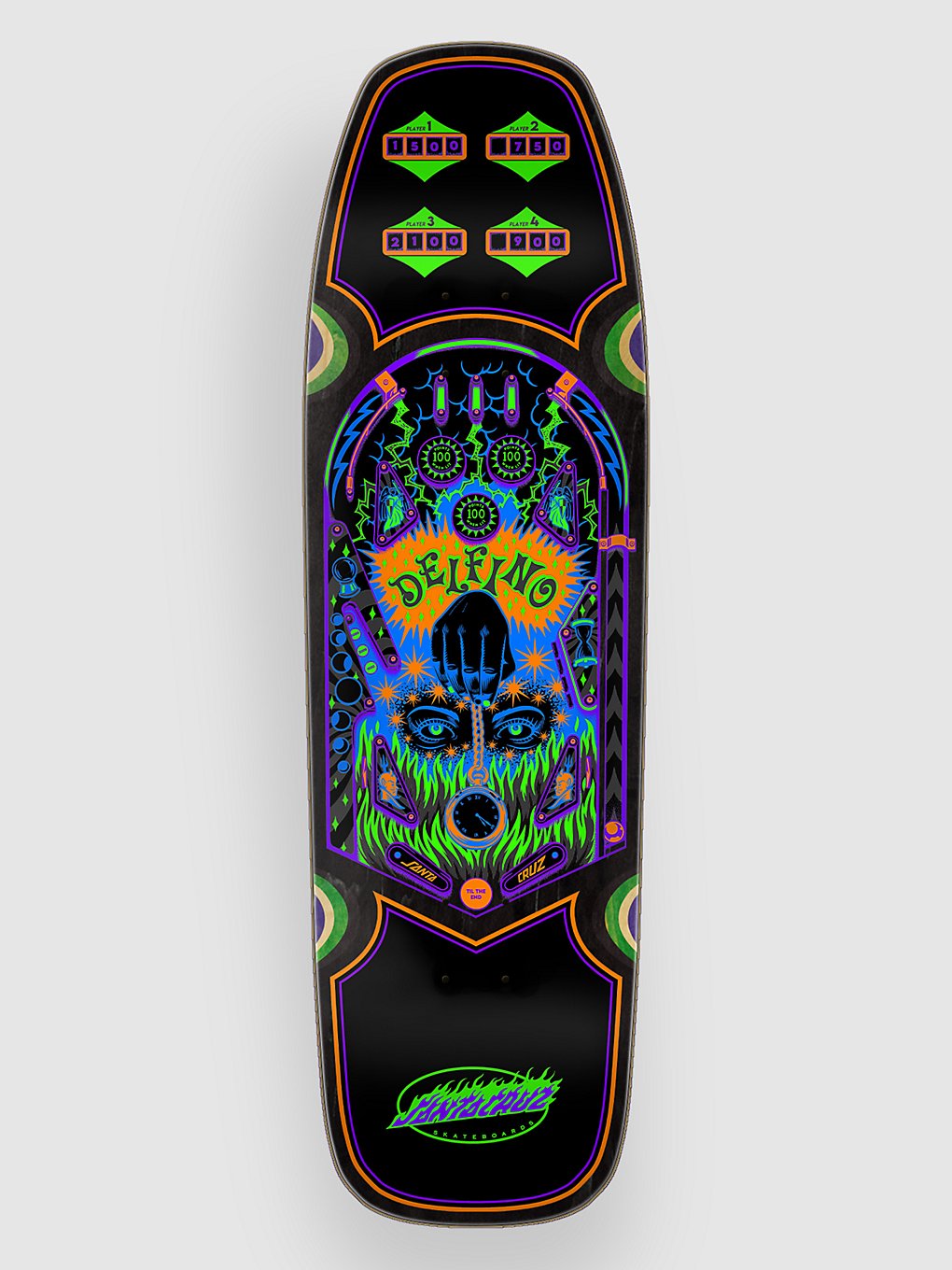 Santa Cruz Delfino Pinball Shaped 9.13" Skateboard Deck black kaufen