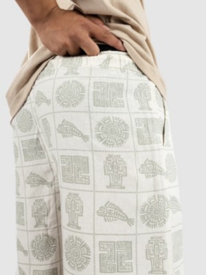 Printed Linen Long Pantaloncini