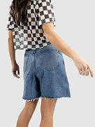 Pleated Denim Shorts