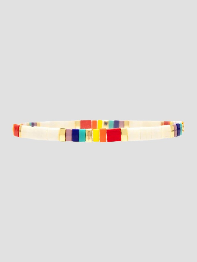 Pura Vida Rainbow Tile Bead Stretch Brc Jewellery