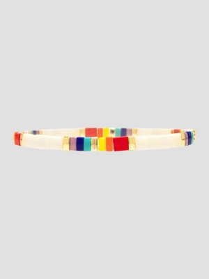 Rainbow Tile Bead Stretch Brc Jewellery
