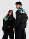 Polypop Black Tigra Pattern Chest Puffer Jacket