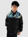 Polypop Black Tigra Pattern Chest Puffer Jacket