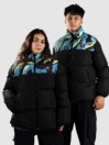 Polypop Black Tigra Pattern Chest Puffer Jacket