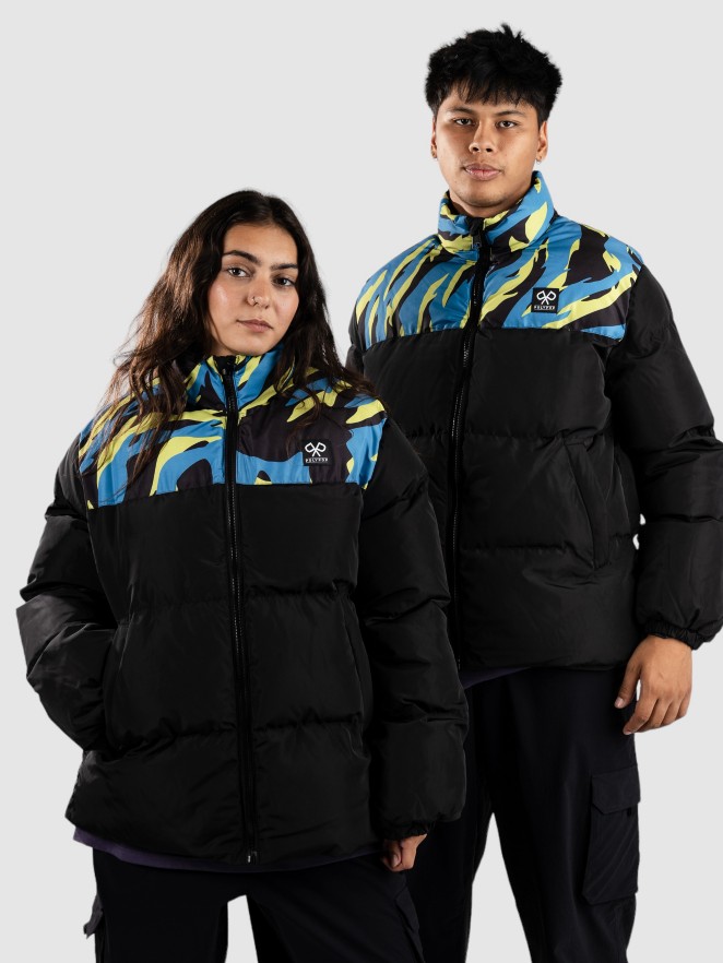 Polypop Black Tigra Pattern Chest Puffer Jacka