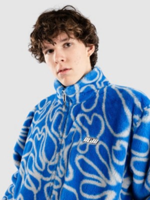 nike sherpa jacket in blue all over animal print