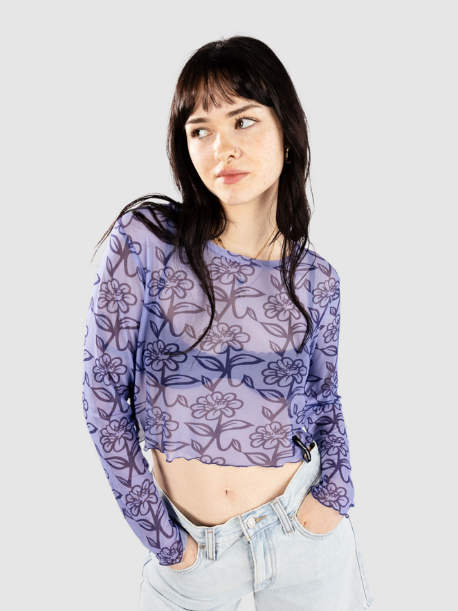 Santa Cruz Delfino Flower Mesh Crop Long Sleeve T-Shirt