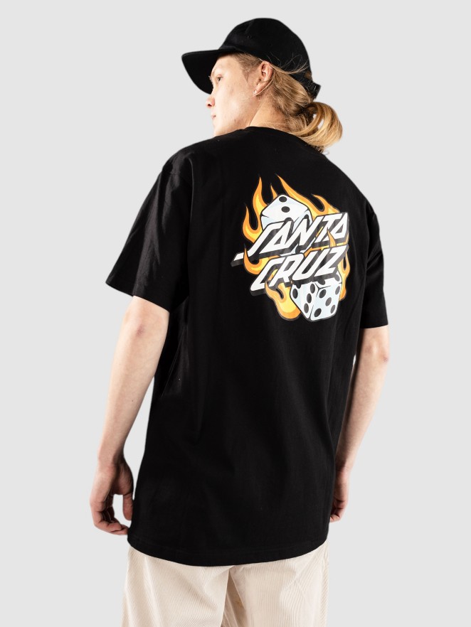 Santa Cruz Flaming Dice Dot Chest T-skjorte