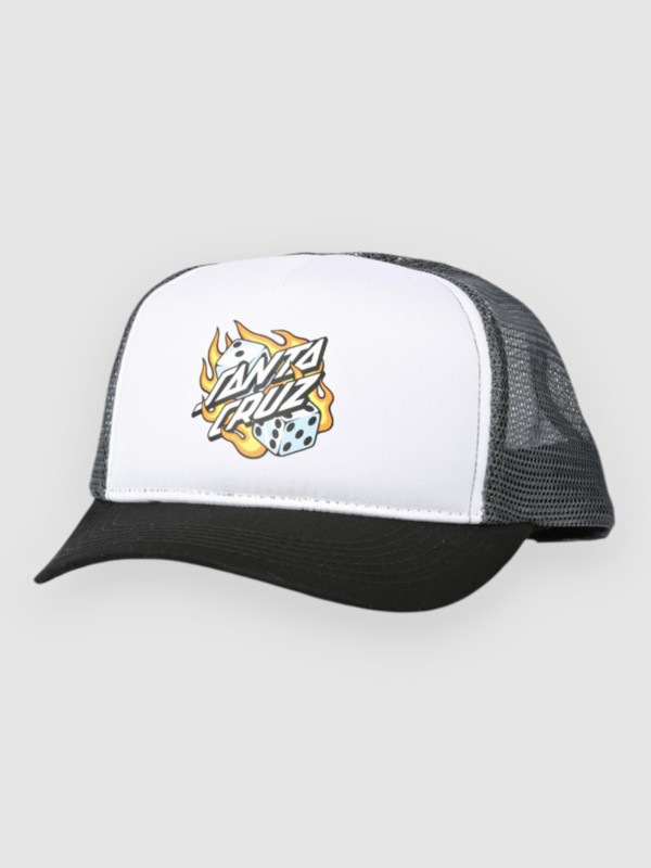 Santa Cruz Flaming Dice Dot Meshback Cap grey