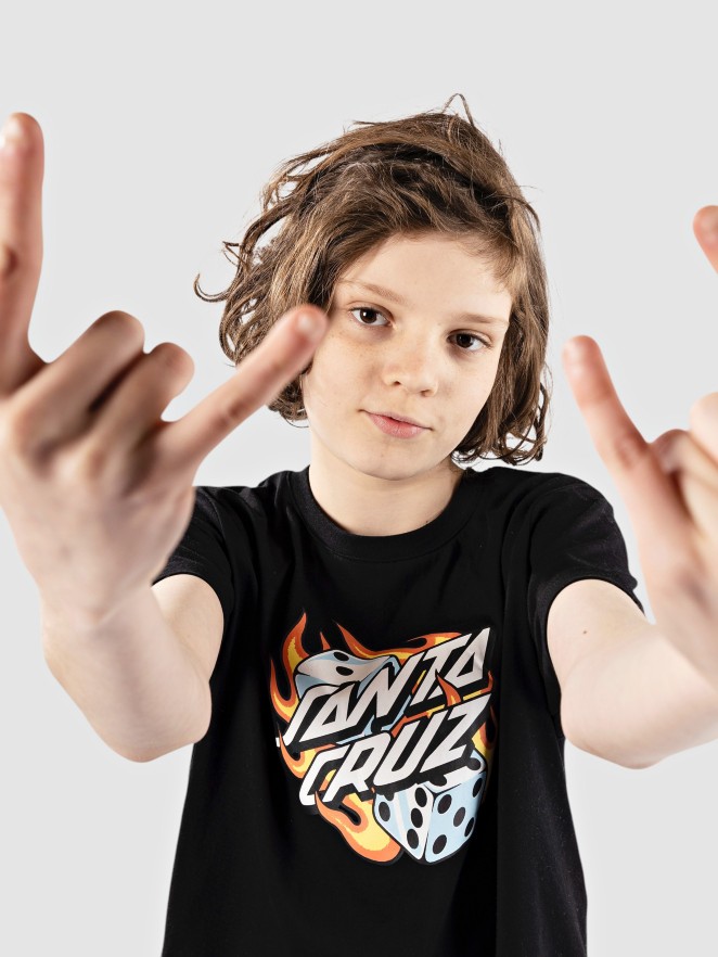 Santa Cruz Flaming Dice Dot Kids T-Shirt