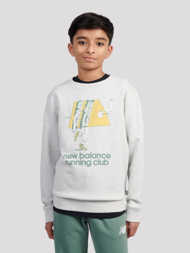 New Balance Running Club Cartoon Graphic Ft Crew Kids Sw