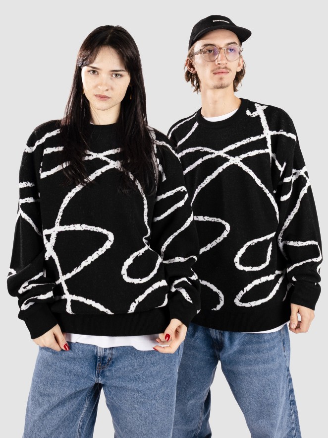Poetic Collective Doodle Jacquard Knit Crewneck Strickpullover
