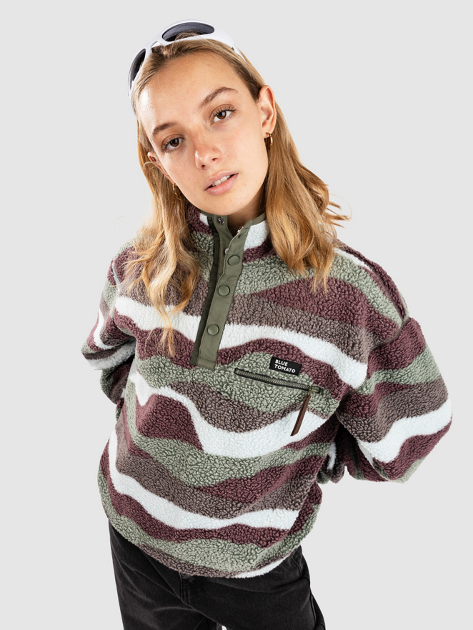 Blue Tomato Wavy Polar Teddy Half-Zip Fleece Sweater