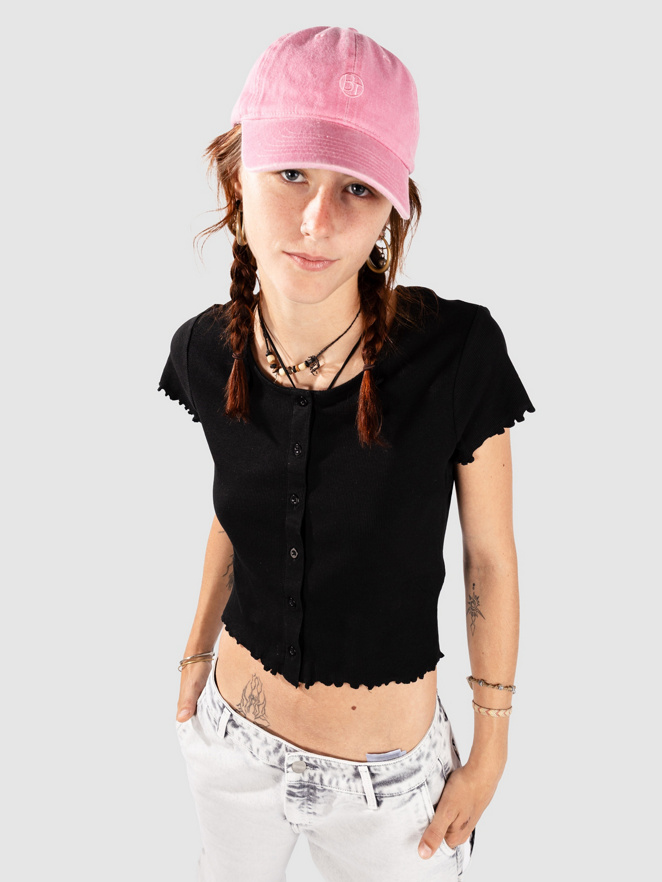 Urban Classics Cropped Button Up Rib T-Shirt