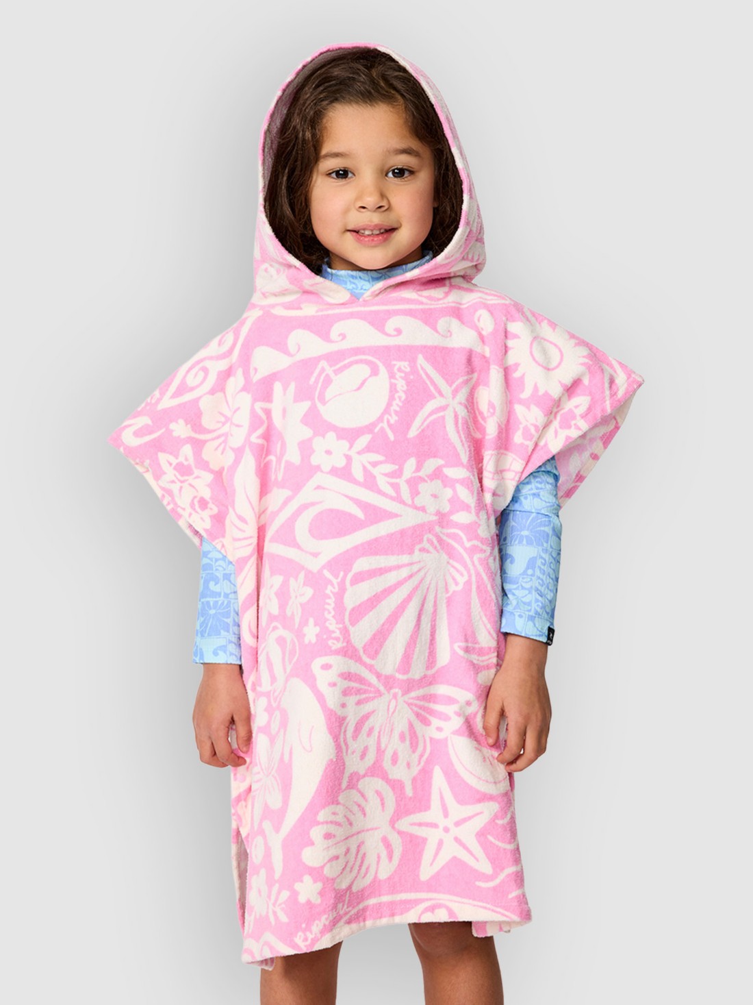 Rip Curl Mixed Snap Hooded Towel-Girl Surf Poncho pink