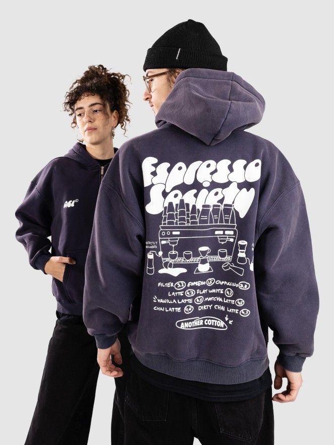Another Cotton Lab Espresso Society Washed Hoodie med Dragkedja