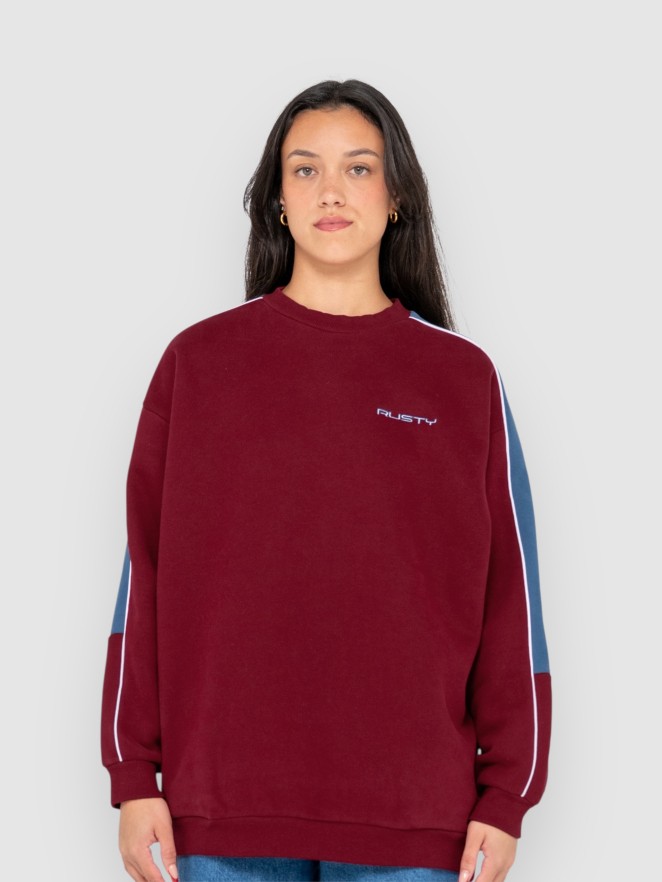 Rusty Two Timer Panelled Crew Fleece Sweater