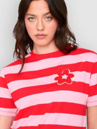 24 Colours 12481A Striped Flower T-Shirt