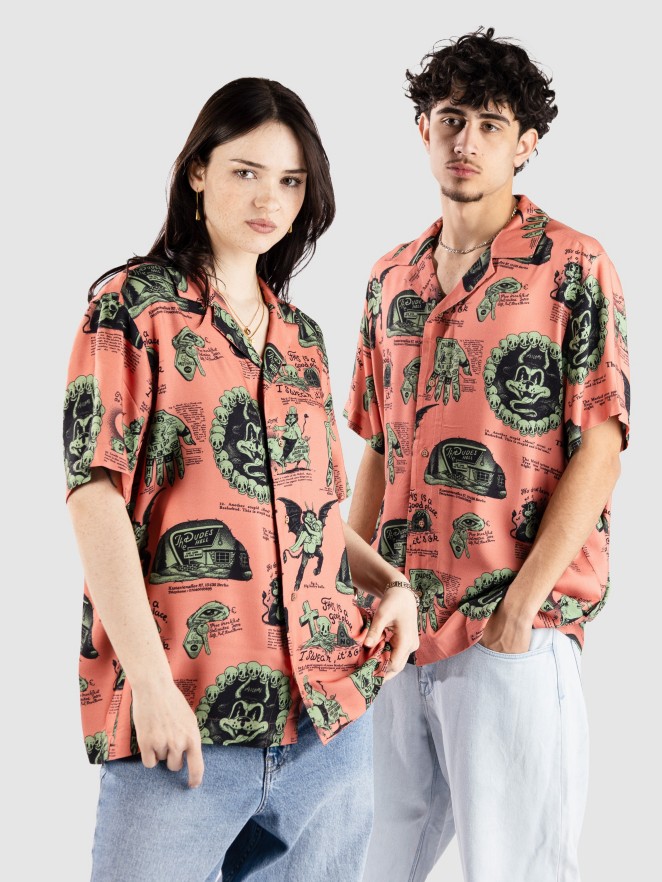 The Dudes Beelzebud Pink Green Hawaiian Shirt