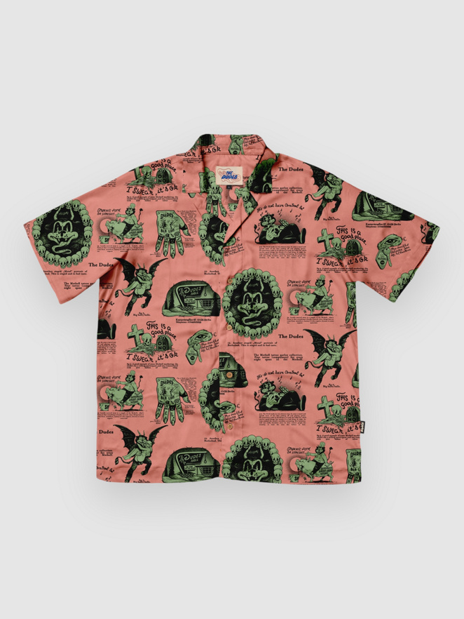 The Dudes Beelzebud Pink Green Hawaiian Skjorte