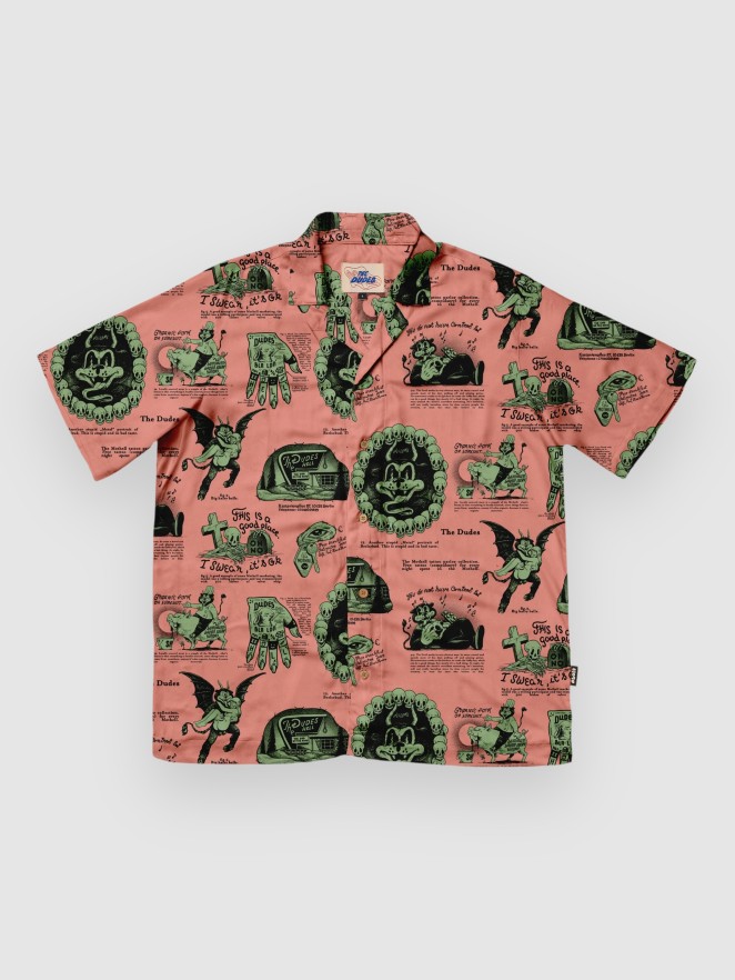 The Dudes Beelzebud Pink Green Hawaiian Skjorte