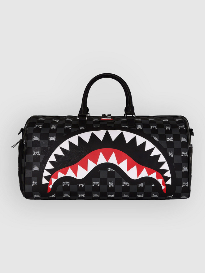 Sprayground Gray Peeking Character Check Duffle Reisetasche
