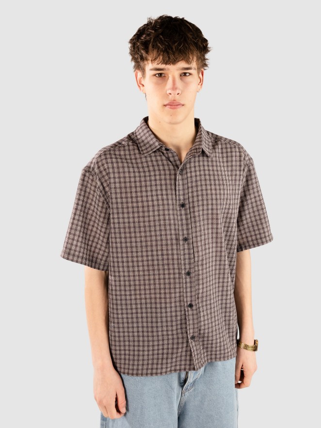 Blue Tomato Check Cotton Cropped Skjorta