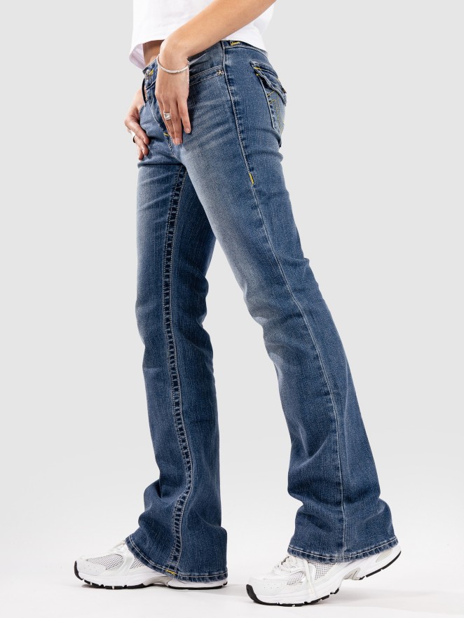 True Religion Becca Mid Rise Boot Cut Flap Jeans