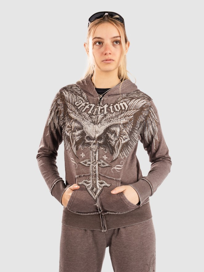 Affliction Death Eyes Burnout Zip Hoodie