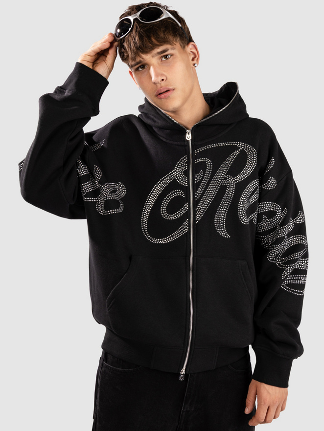 True Religion Cyrstal Script Boxy Zip Hoodie